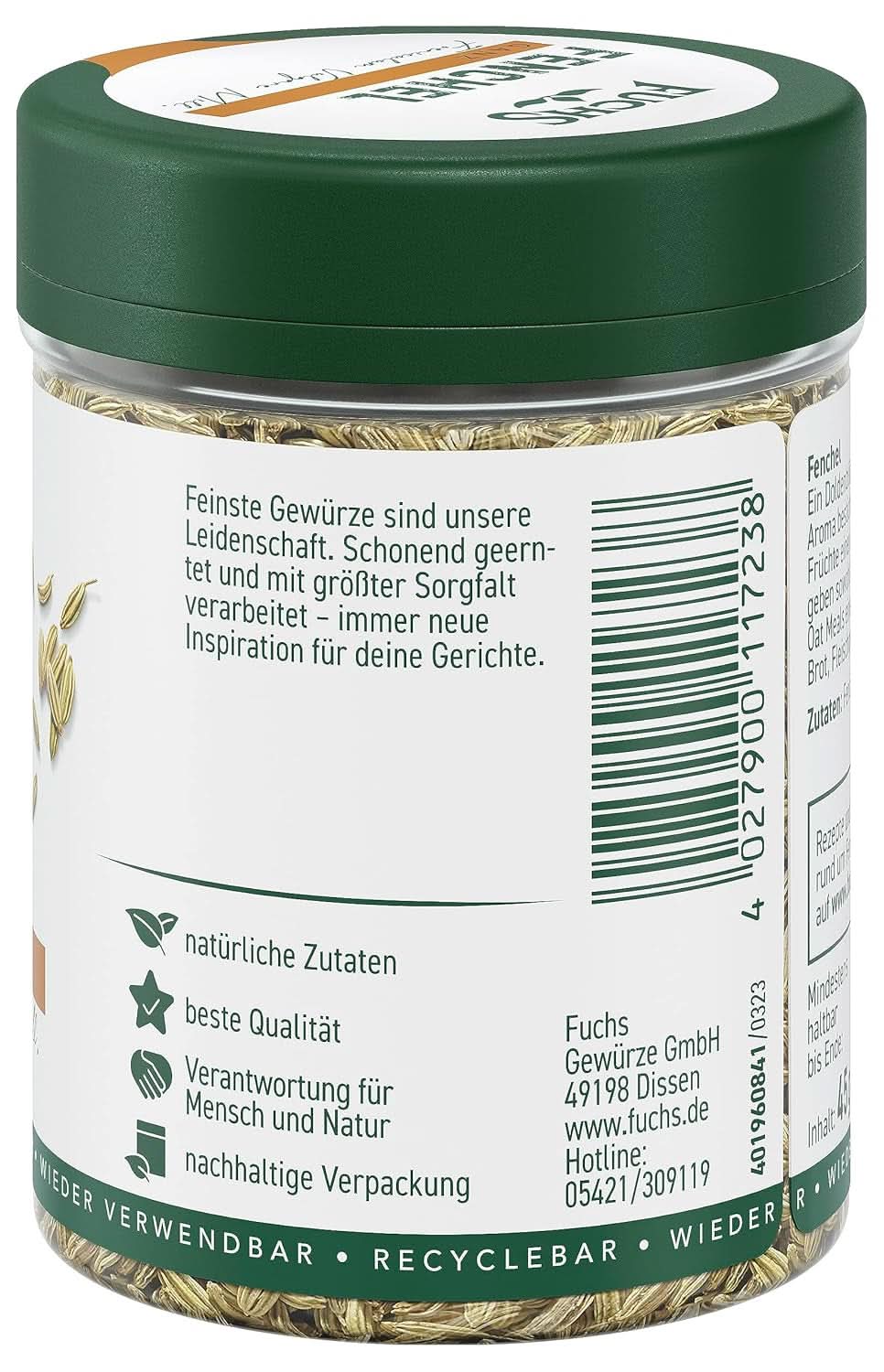 Fuchs - Fenouil entier - saveur douce et épicée pour salades de fruits - 45 g Condimente Naty Shop