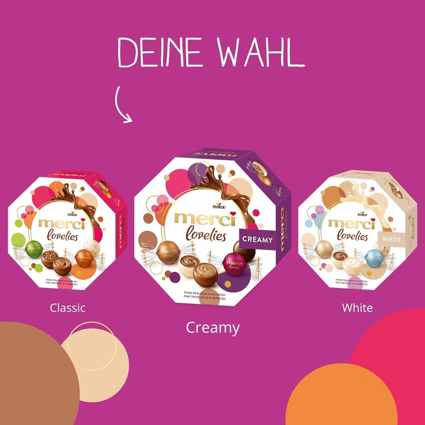 Merci Lovelies Creamy – 185 grammes – Mélange praliné avec spécialités de chocolat fourrées Naty Shop