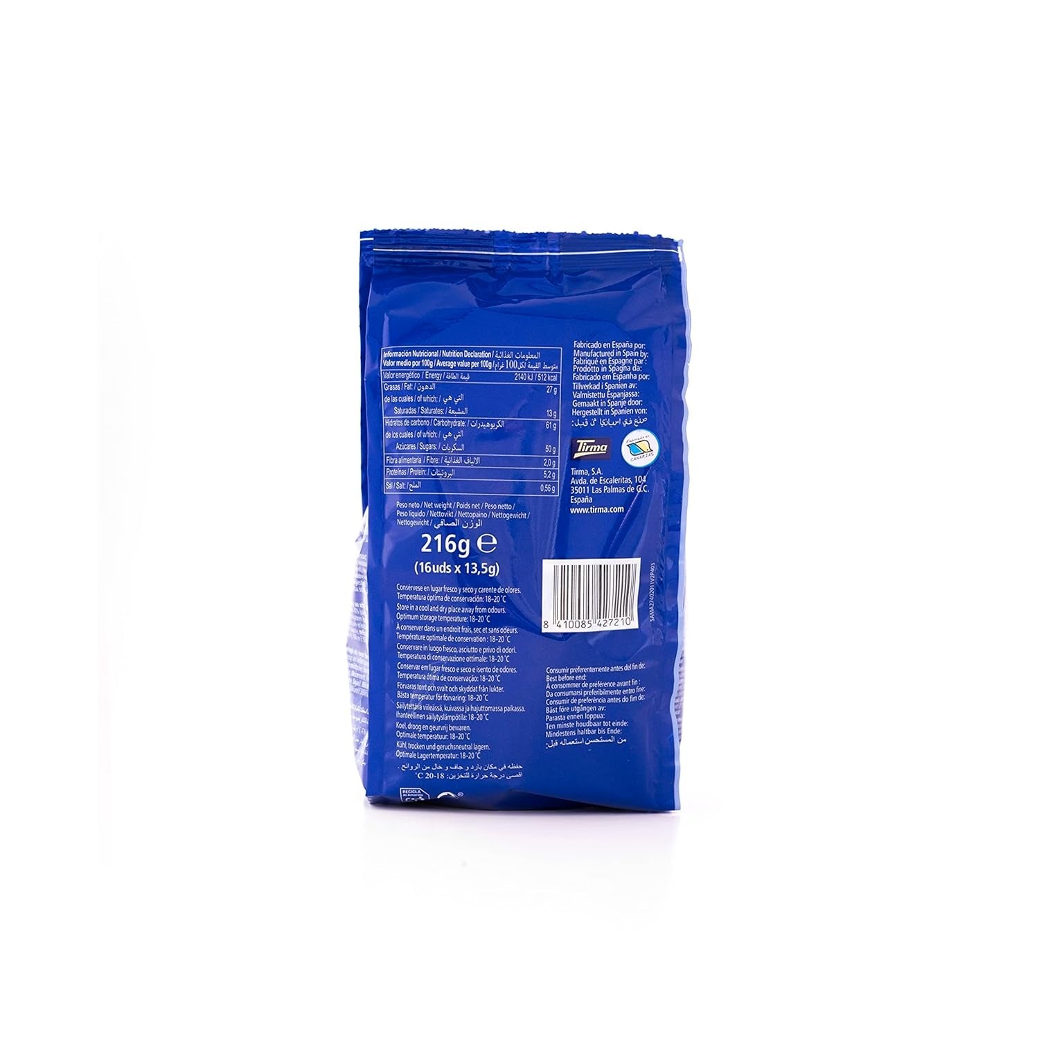 Tirma Mini gaufrettes au chocolat blanc | (16 unités x 13,5 g), 216 g | Garniture à la crème délicate | Sans OGM | Convient aux végétariens | Emballé individuellement | Collation emballée