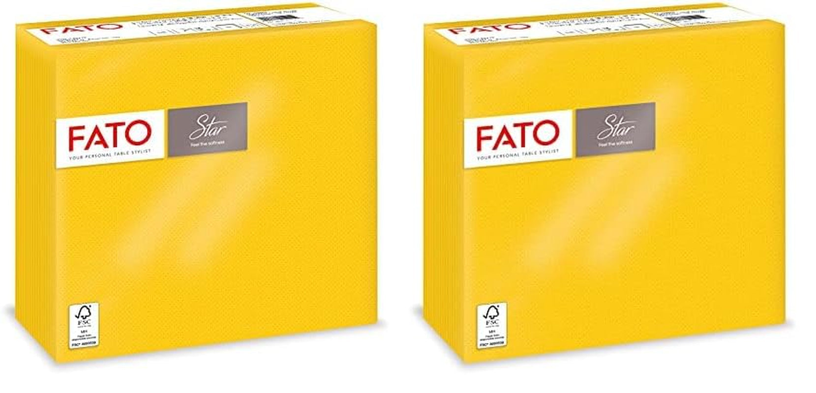 - Papier de soie jetable doux et délicat, paquet de 40 mouchoirs, format 38X38 plié en 4, 2 couches, couleur jaune, papier 100% pure cellulose, certifié FSC (paquet de 2)