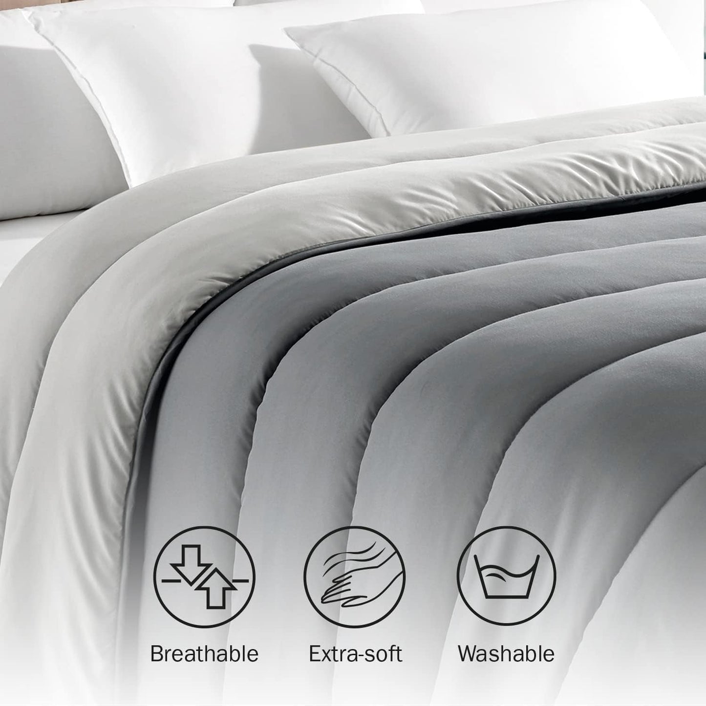 Pikolin Home - Couette réversible 300 G - Garnissage Nordique Bicolore - Pour lit 135 - Douillet, chaud, respirant, jaune moutarde, 220 X 220 Cm Couettes et couettes Naty Shop
