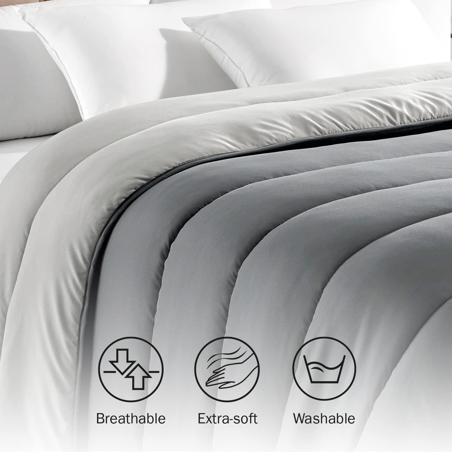 Pikolin Home - Couette réversible 300 G - Garnissage Nordique Bicolore - Pour lit 150 - Douillet, chaud, respirant, jaune moutarde, 240 X 220 Cm Couettes et couettes Naty Shop