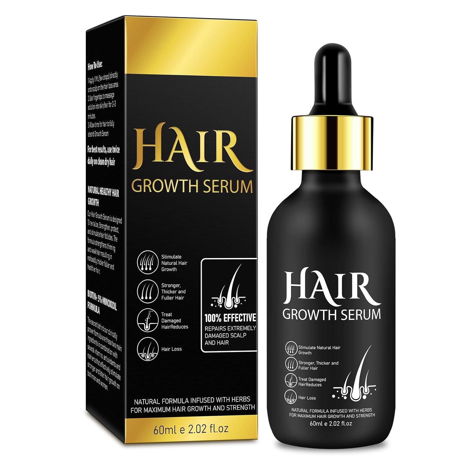 Huile de croissance capillaire biologique 5 % - Solution à usage externe - Croissance et épaississement des cheveux - Pour la chute et l'amincissement des cheveux masculins - Réactiver les follicules rétrécissants - Distributeur à pompe de précision 60 ml Naty Shop Hair Care Default Title