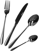 HOMLA Abele Besteckset Für Vier Personen 16-Teilig Edelstahl Hygienisch Elegant Leicht Zu Reinigen Gold Kitchen Naty Shop Noir