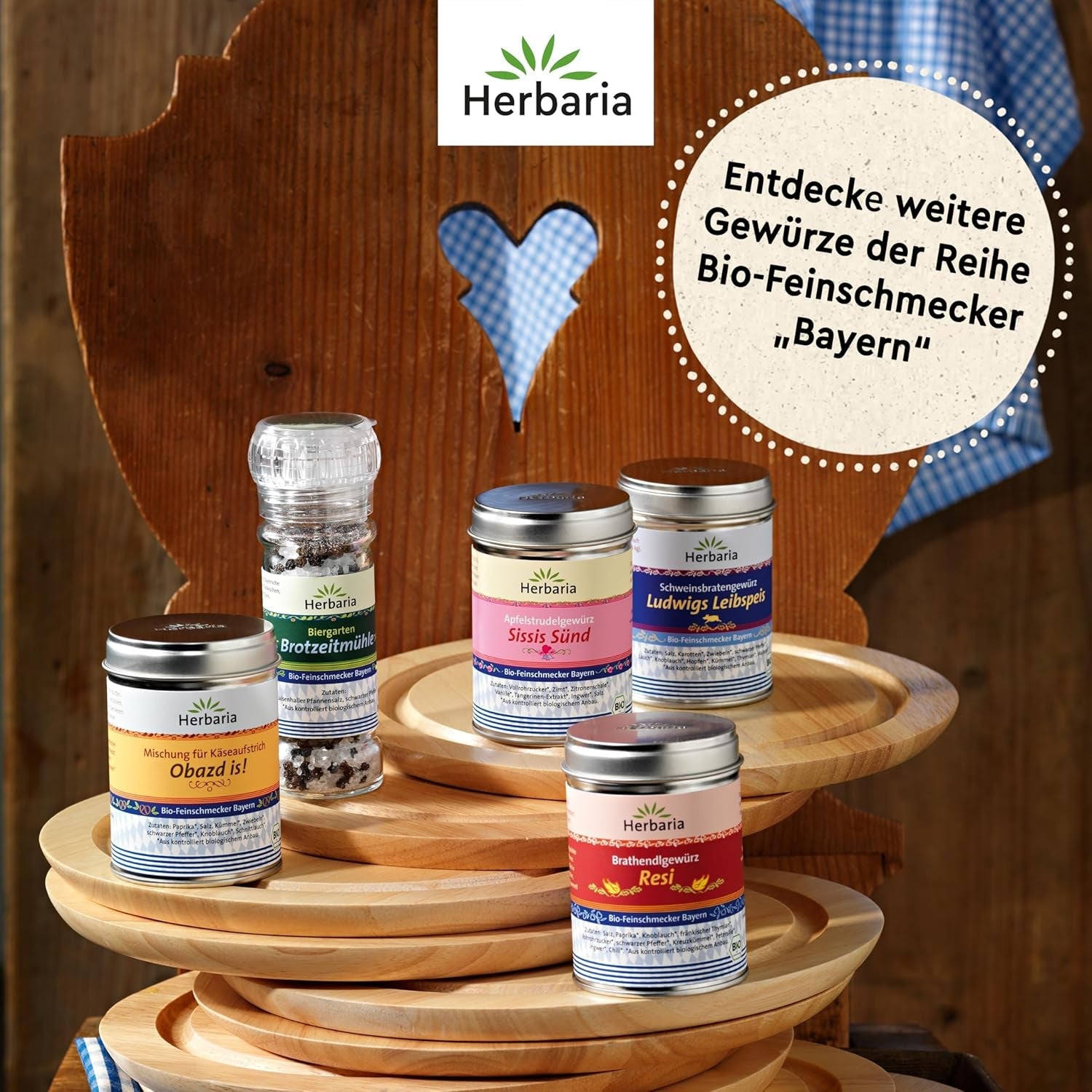 Herbaria Obazd is! bio 90g M-Dose – Bio-Gewürzmischung bayerischen Biergartenklassiker Obazda – für Brotaufstriche, Käsegerichte, Käsefondue – Raclette Gewürz - in nachhaltiger Aromaschutz-Dose