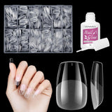 Faux ongles courts ballerine, 500 pièces, colle sur 12 tailles, ongles artificiels, Gel doux et court, couverture complète, pointes pour ongles en Gel courts S