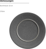 MÄSER Série Unico, service de table pour 2 personnes, intemporel et élégant, service de table en céramique 8 pièces, grès, anthracite