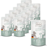 MjAMjAM - Nourriture humide premium pour chat - Sachet compressible - DUO au veau raffiné et hareng, pack de 12 (12 x 125g), sans céréales