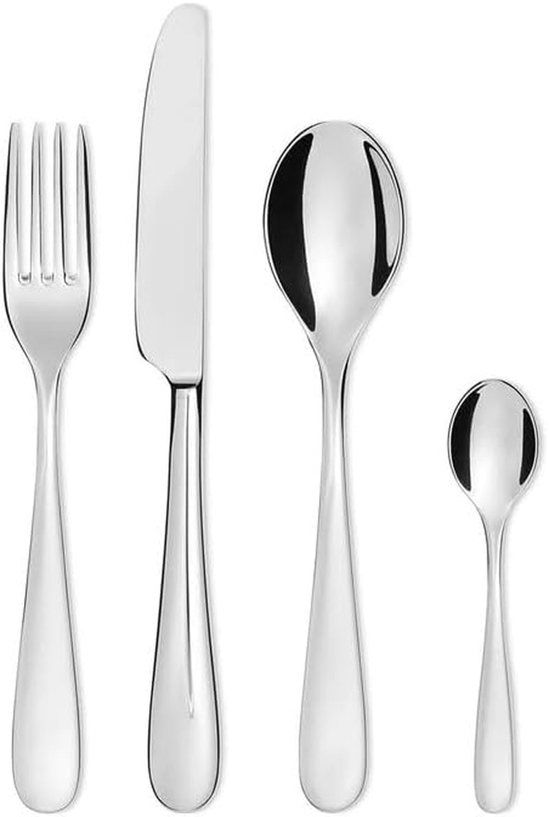 Alessi 5180S24M Nuovo Milano Ménagère monobloc 24 pièces en acier inoxydable poli 18/10 Cuisine Naty Shop