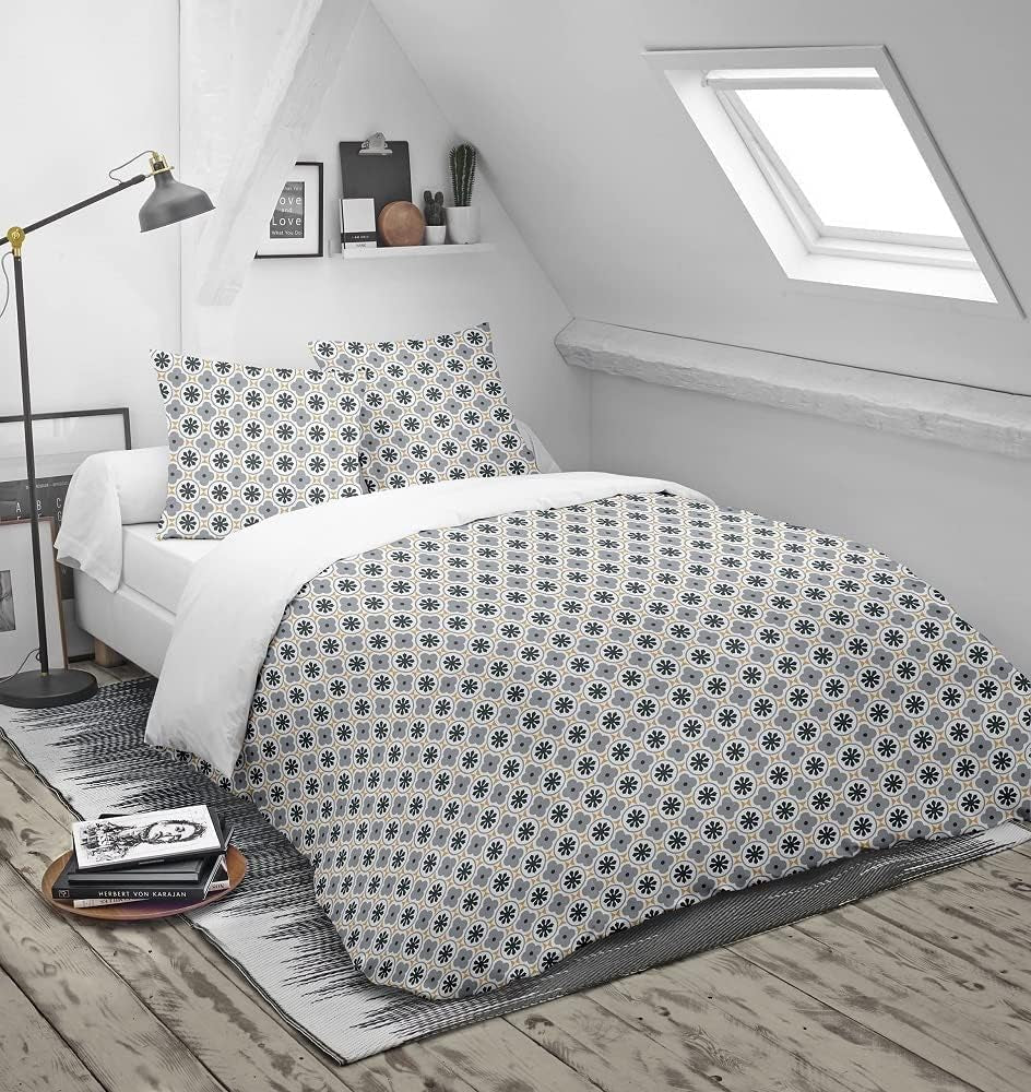 Housse de couette Blanrève Imprimée ou unie, Trempée, Pour lit double, Facile d'entretien, 240 X 220 Cm, Gris, Blanc Couettes et couettes Naty Shop Titre par défaut
