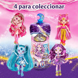 Pixlings Magical Dolls, 4 poupées assorties - 2 neuves - Poupée mode 15 cm - Potions magiques - Jouet de potions secrètes (MG101000)