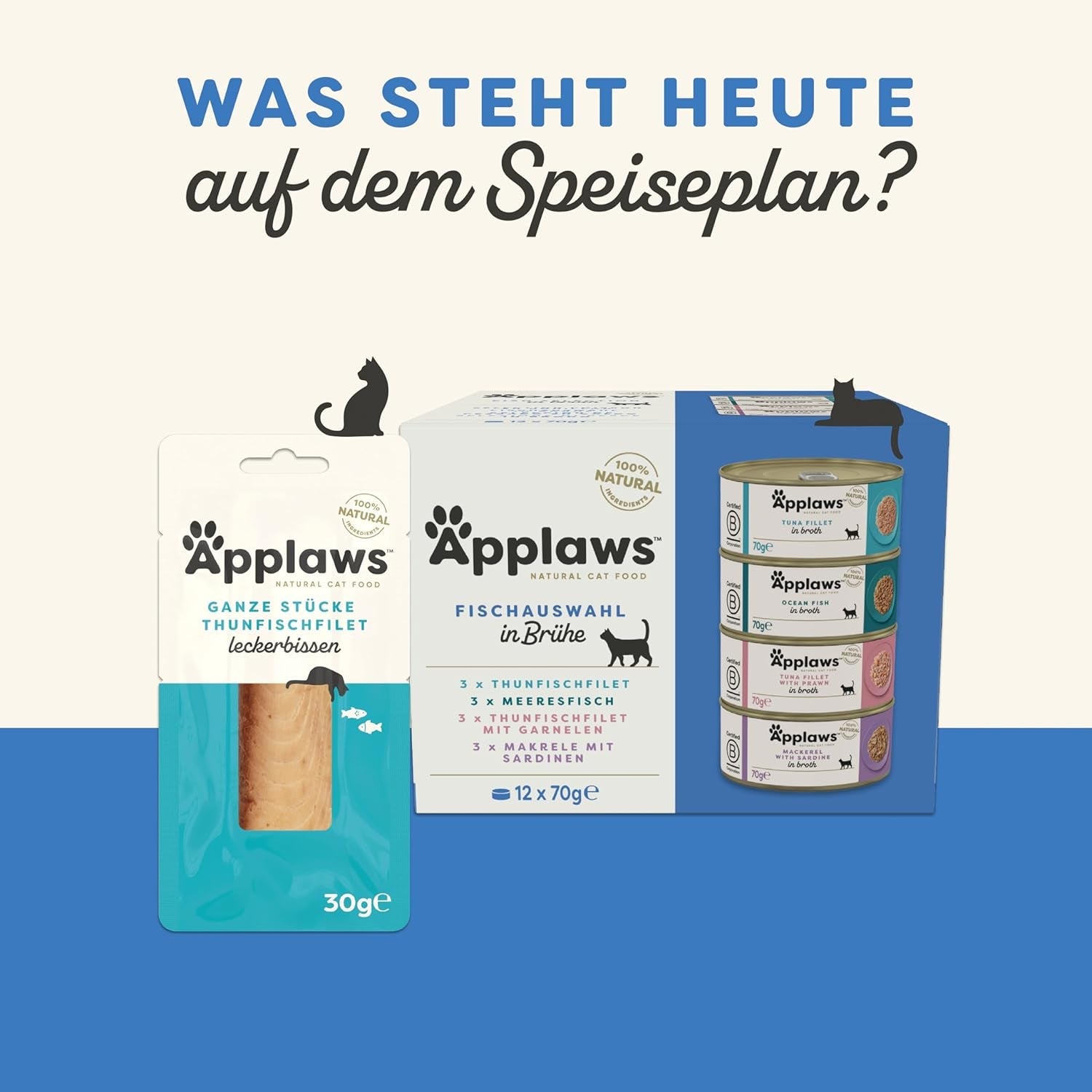 Applaws Nourriture humide naturelle pour chat, sélection de gelée de poisson (paquet de 12 x 70 g)