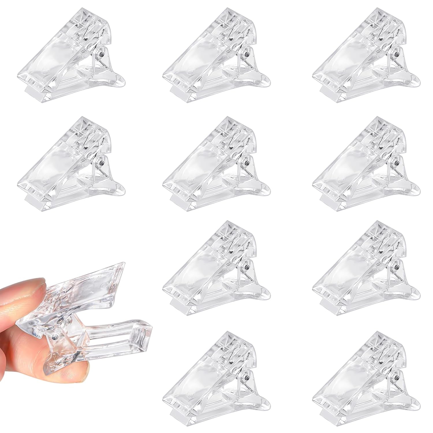 Clips à ongles, clips de manucure, clips à ongles transparents, clips en polygel transparents, extensions d'ongles à construction rapide, assistant de gel, 10 pièces