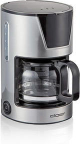 Machine à expresso à filtre Cloer 6 tasses, fonction maintien au chaud doux, carafe en verre, cuillère doseuse, indicateur de niveau d'eau, système anti-goutte, arrêt automatique, taille de filtre 1x2, 550 W, acier inoxydable