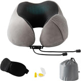 Oreiller cervical, oreiller cervical d'avion, oreiller de voyage, oreiller cervical pour adulte, oreiller cervical de voiture, oreiller de maison, oreiller ergonomique en mousse à mémoire de forme, lavable à dos étroit, réglable, gris