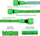 Tuyau d'arrosage extensible de 30 m, tuyau d'eau flexible de 100 pieds avec buse de pulvérisation à 8 jets, tuyau robuste rétractable étanche avec connecteurs 3/4" et 1/2" (30 m, vert)