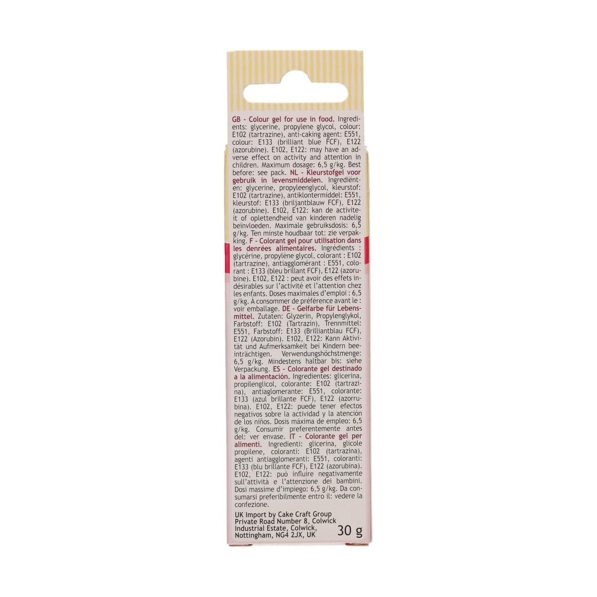 Colorant alimentaire Gel Groseille Funcakes : Colorant alimentaire très concentré pour pâte, crème, fondant et pâte d'amande. Dosage facile. Une seule goutte pour créer des couleurs vibrantes. Halal. 30g.