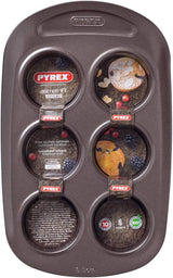 Pyrex BANDEJA 6 MAGDALENAS ASYMETRIA PX Muffinförmchen, Metall, Bunt, 6 Magdalena Moules et plaques à pâtisserie Naty Shop