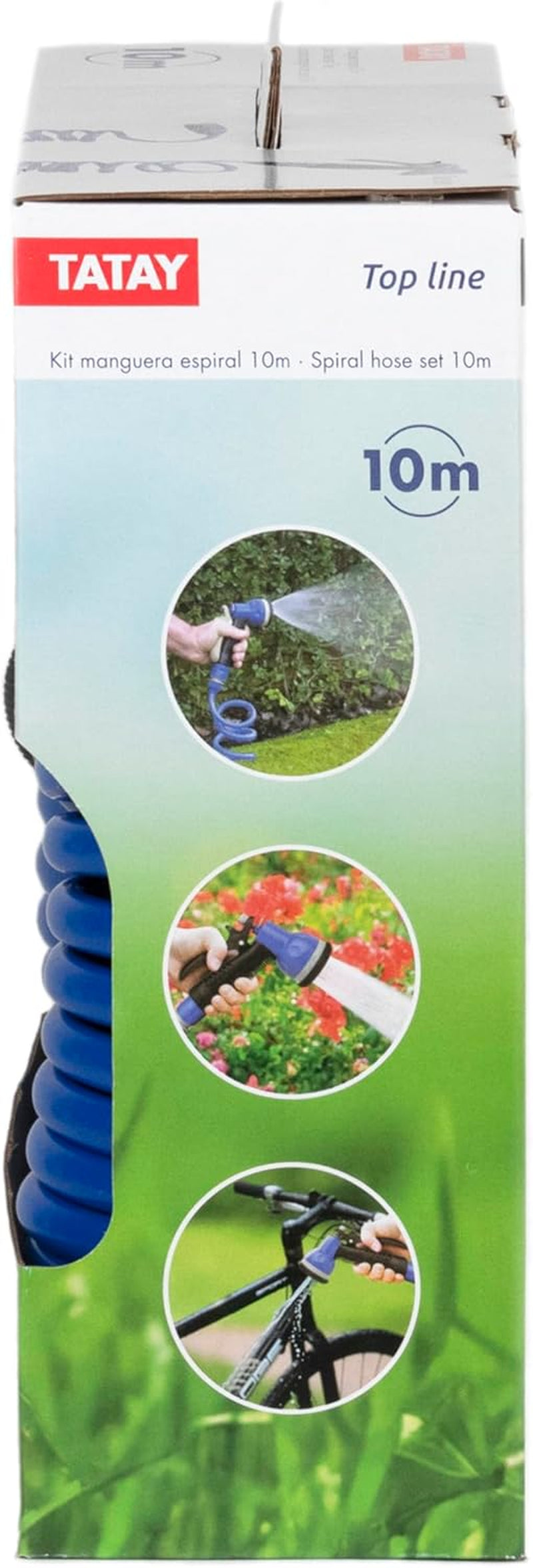 Kit de tuyaux spiralés TATAY 10 m avec accessoires en plastique avec protection UV, idéal pour les terrasses et petits jardins.