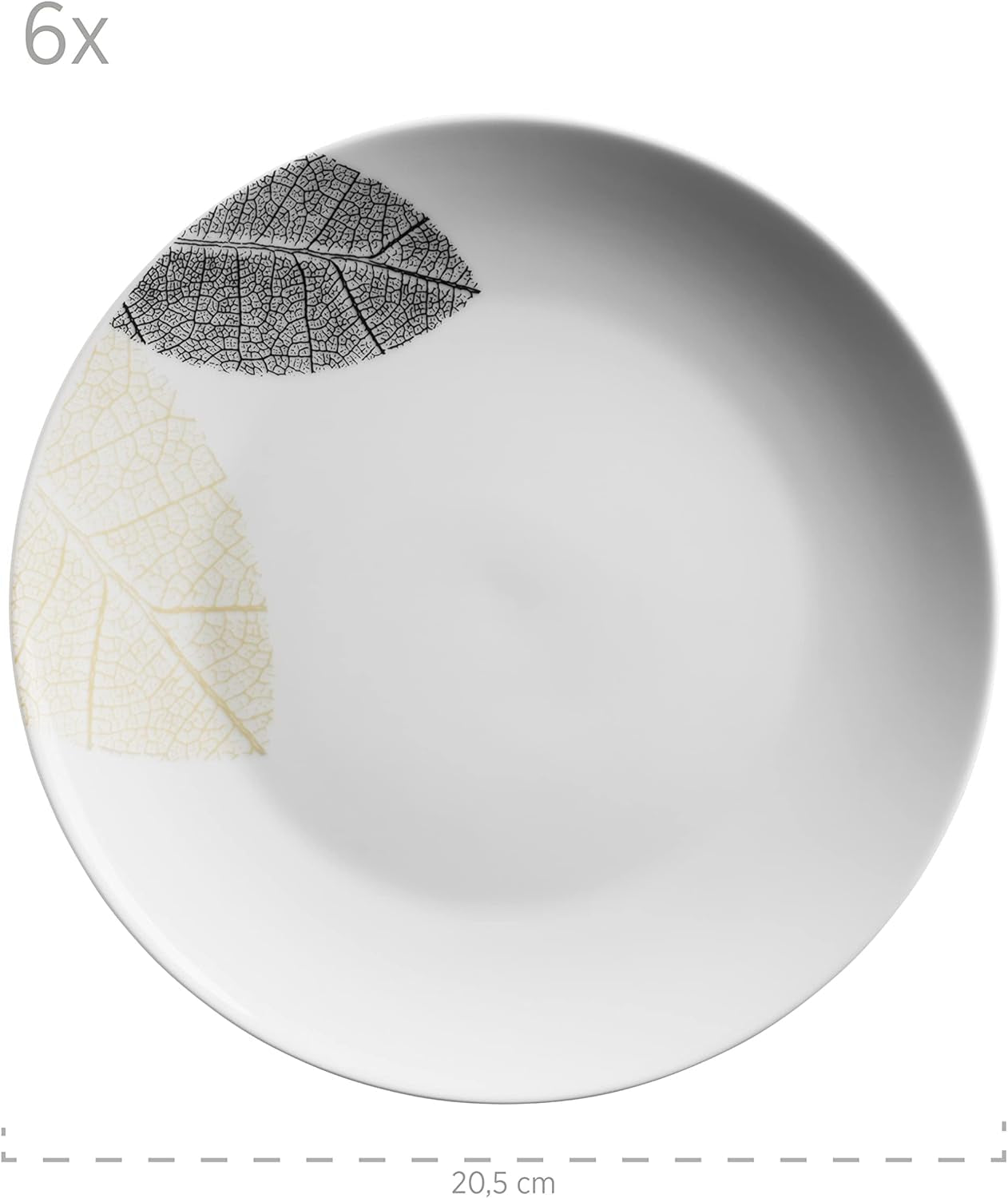 MÄSER 931215 Service de table joliment décoré pour 6 personnes, service combiné 30 pièces, avec formes sans cadre, porcelaine, blanc