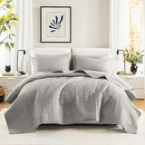 Comfort Spaces Kienna Parure de lit de luxe à double couture - Couverture d'été légère et douce toute l'année - Taies d'oreiller assorties - Couverture blanche pour lits king size (264,2 x 228,6 cm) Naty Shop Couettes et couettes Gris King/Cal King (264,2 x 228,6 cm)