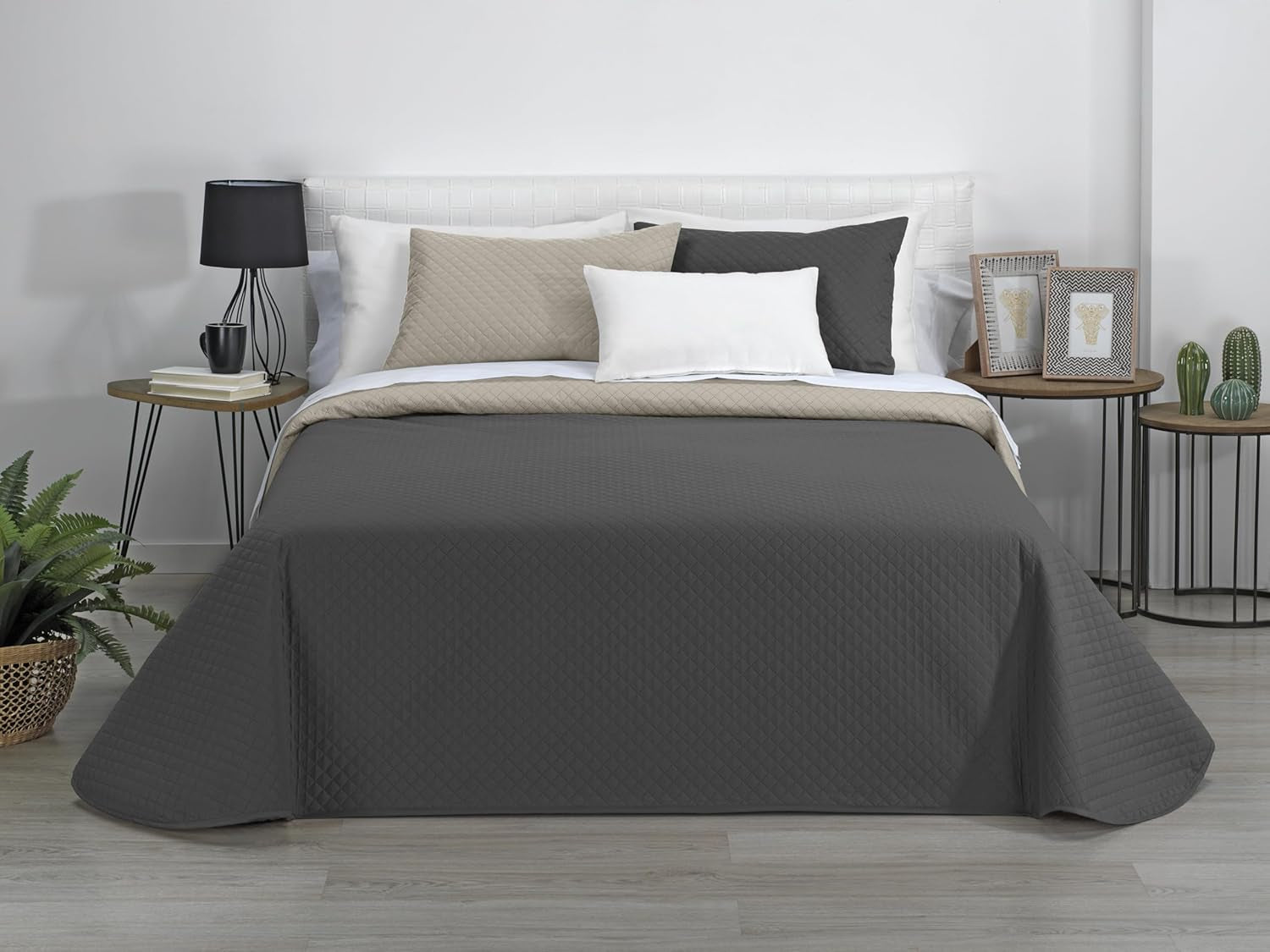 Estoralis | AVA | Courtepointe boutique réversible | Pour toutes les saisons | Couleur - Gris/Anthracite | Pour lit 140/150/160 cm. lit. (250 X 270 Cm. Ancho X Alto) | Quilt matelassé Quilts et quilts Naty Shop Titre par défaut