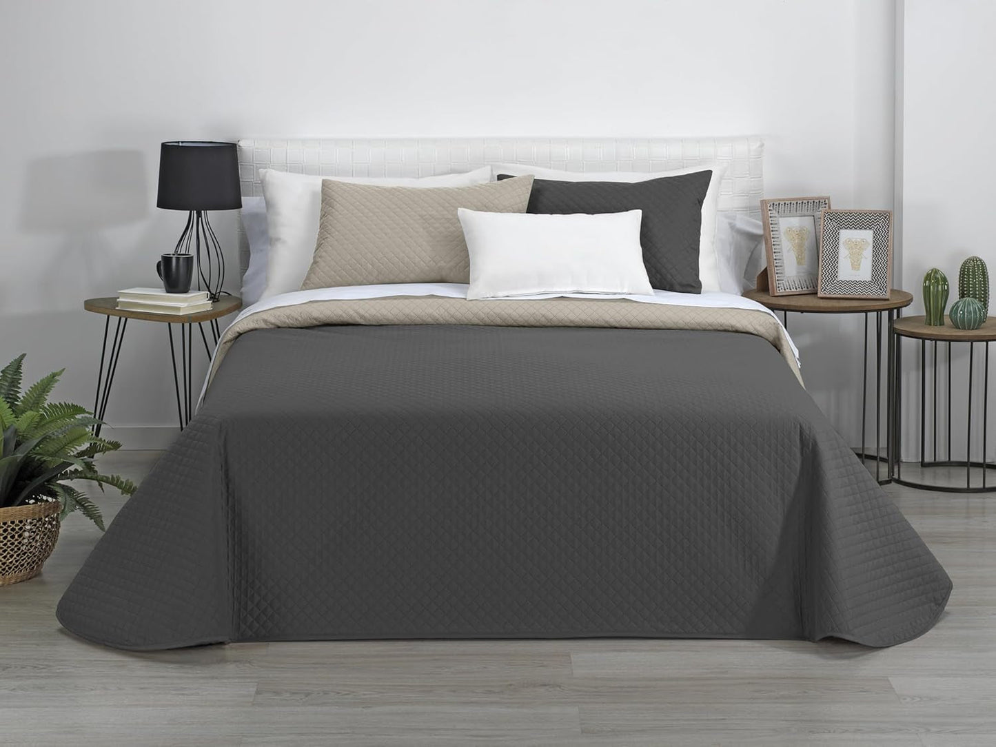 Estoralis | AVA | Courtepointe boutique réversible | Pour toutes les saisons | Couleur - Gris/Anthracite | Pour lit 80/90 cm. lit. (180 X 270 Cm. Ancho X Alto) | Quilt matelassé Quilts et quilts Naty Shop Titre par défaut