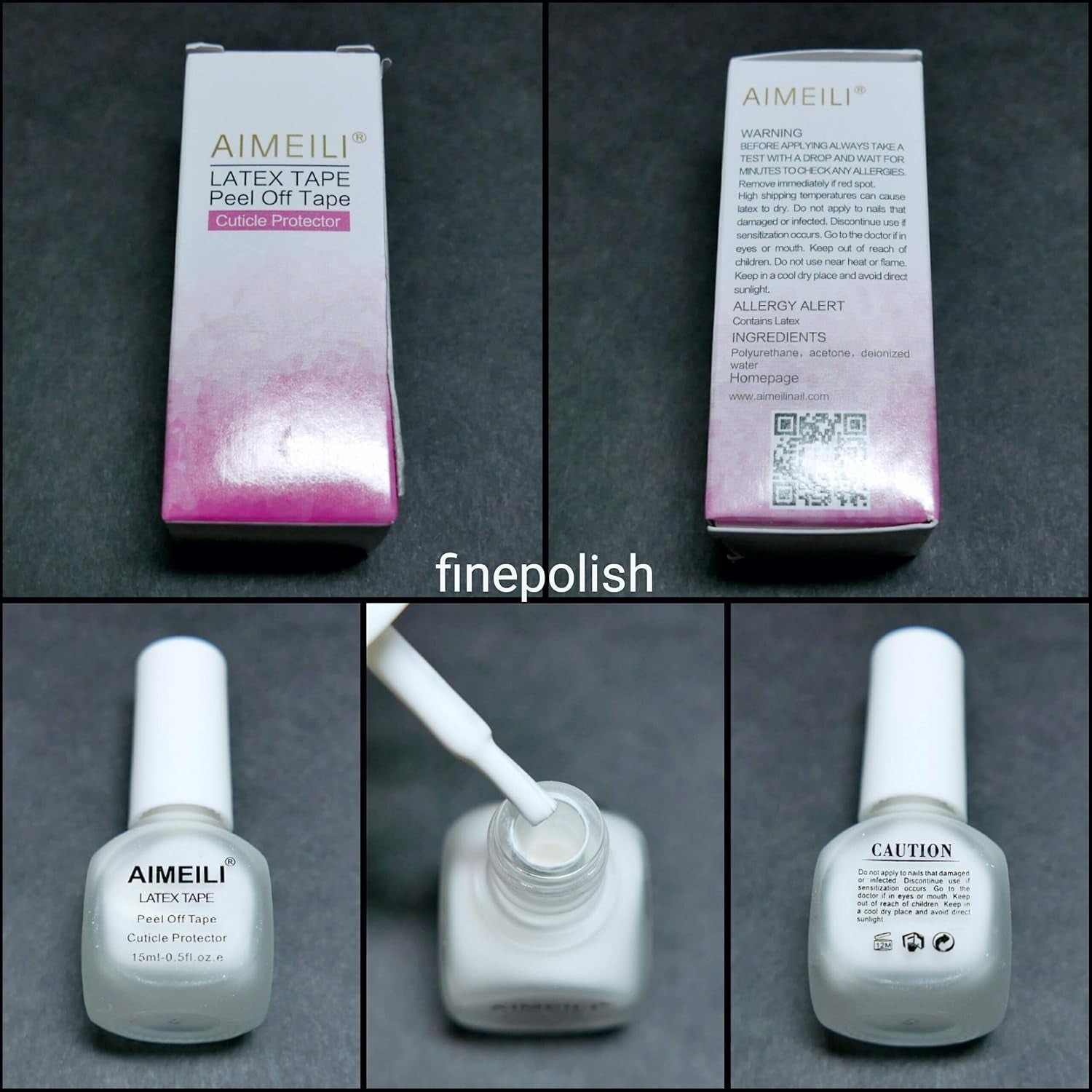 AIMEILI Latex Peel off Tape Nagelleck Korrektor Hautschutz Fingerschutz pour Nail Art Palisade Geruchlos Blanc 15Ml