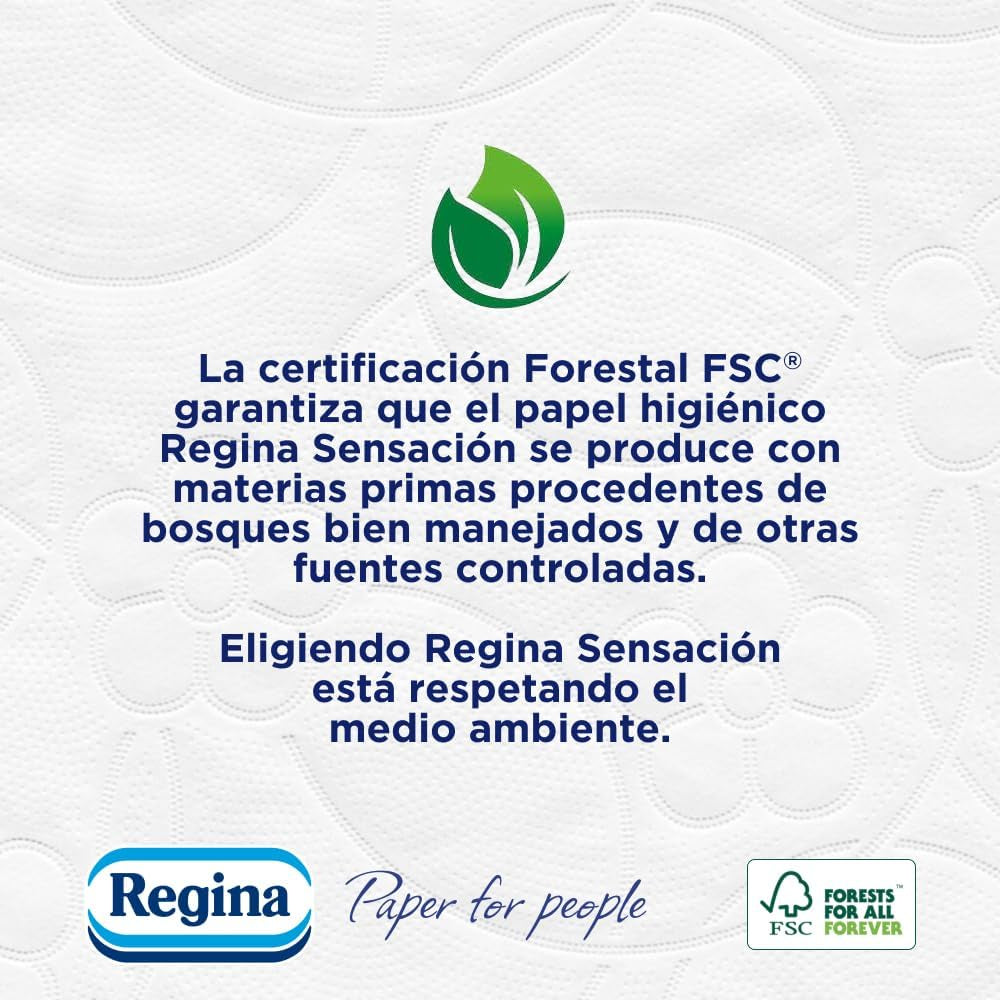 Regina Feeling - 42 rouleaux de papier toilette, 175 feuilles à trois couches, extrait naturel de coton et parfum délicat, emballage en plastique recyclé à 60%, papier certifié 100% Fsc