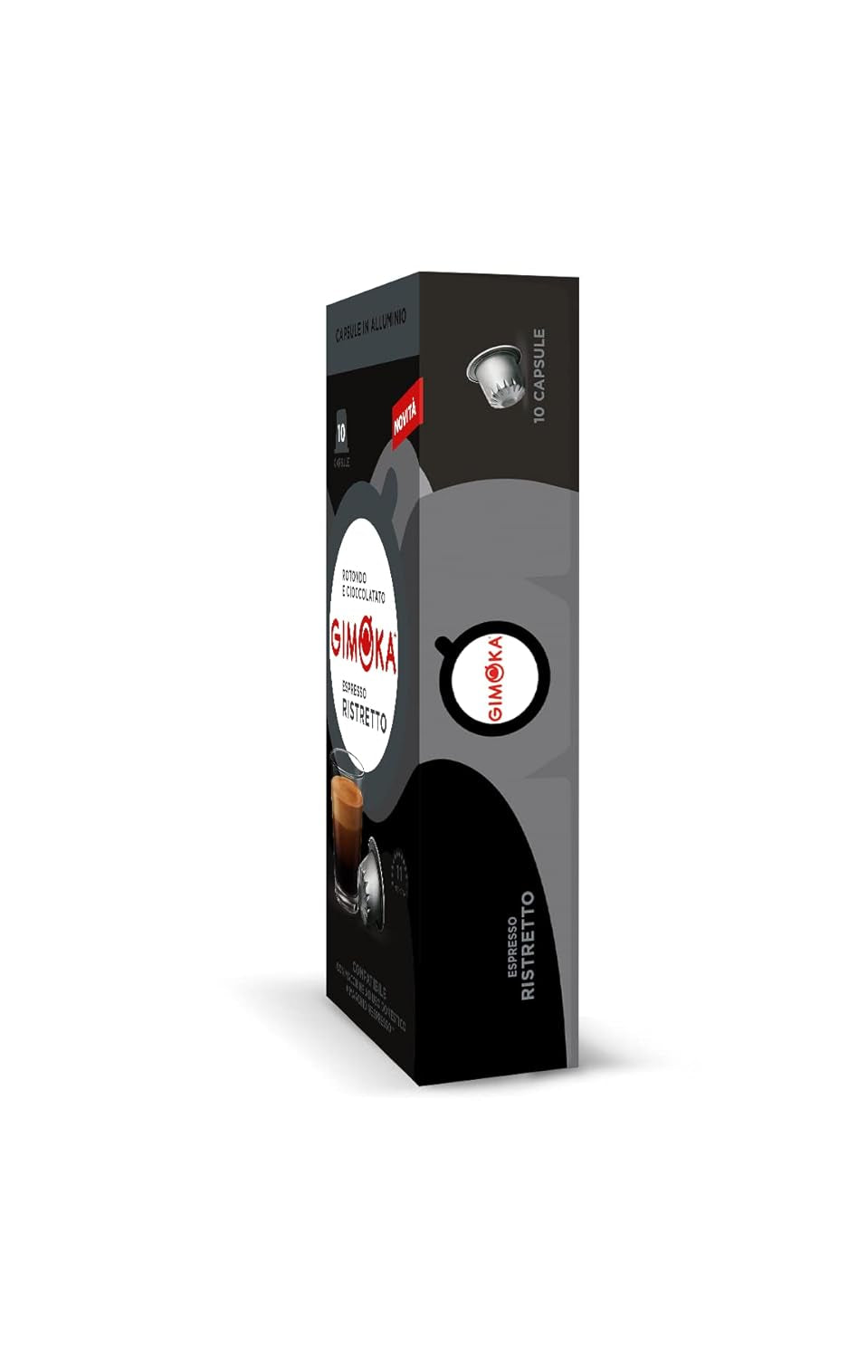 Gimoka Kaffeekapseln Espresso Ristretto, Intensität 11/13-100 Kapsel aus Aluminium - Compatible avec Nespresso* Haushalts-Espressomaschinen - 100 Stück (10 x 10 Getränke) - Hergestellt en Italien