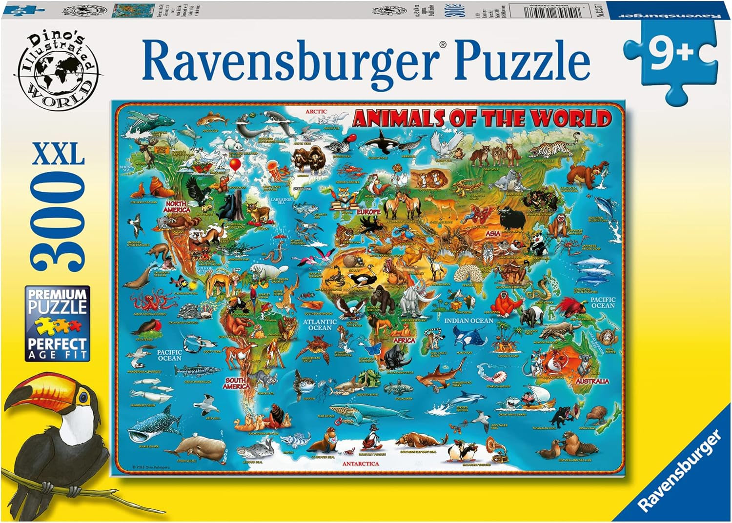Ravensburger Puzzle pour enfants - 13257 Animaux du monde - Puzzle Carte du monde pour enfants à partir de 9 ans, avec 300 pièces au format Xxl Puzzle Naty Shop Titre par défaut