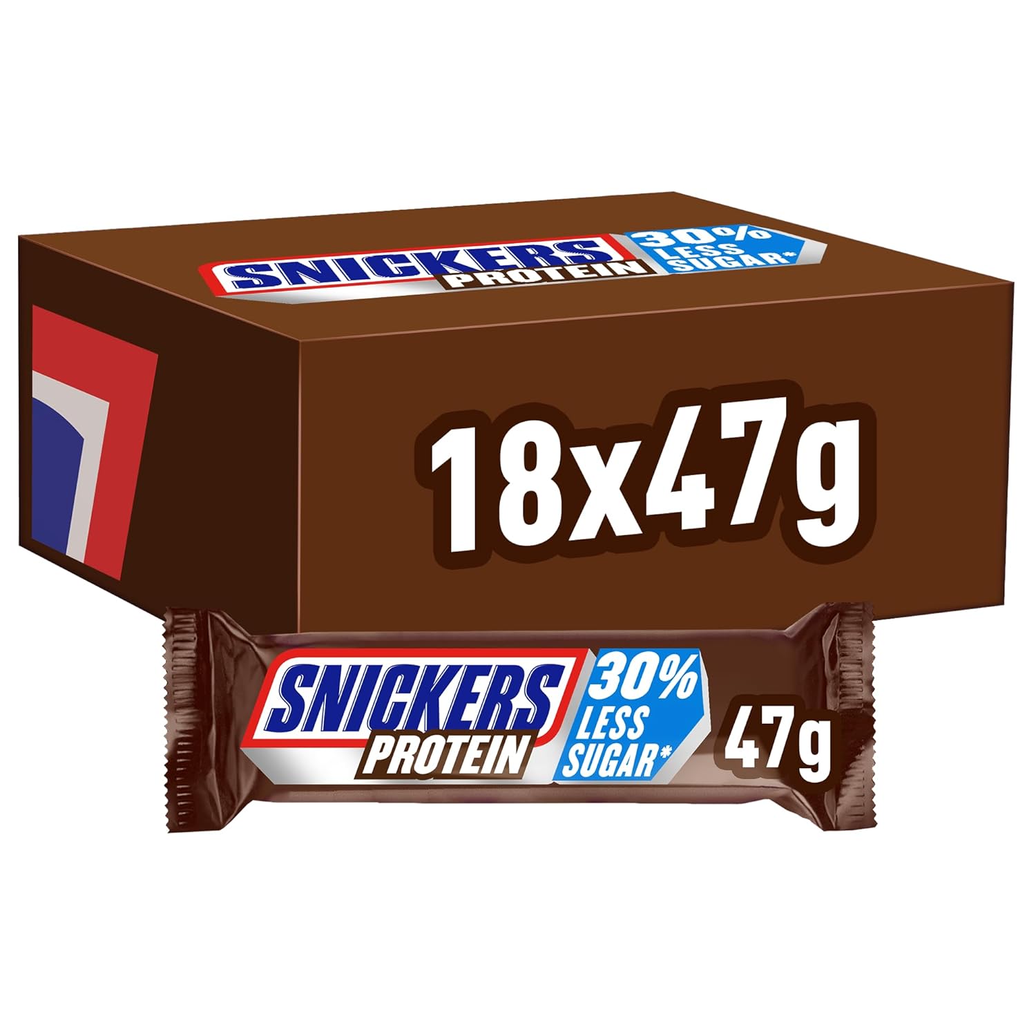 Barres protéinées Snickers au chocolat - Goût riche au caramel noisette et nougat, emballage en vrac 18x47g