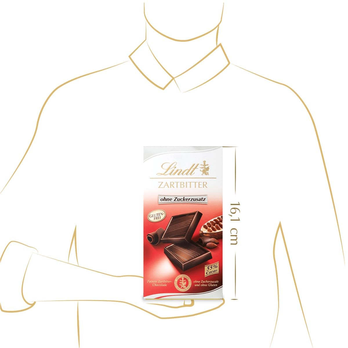 Chocolat noir sans sucre ajouté | Comprimé 100g | Le meilleur avec 55% de cacao, sans gluten | Barre de chocolat | Coffret cadeau chocolat (paquet de 4)
