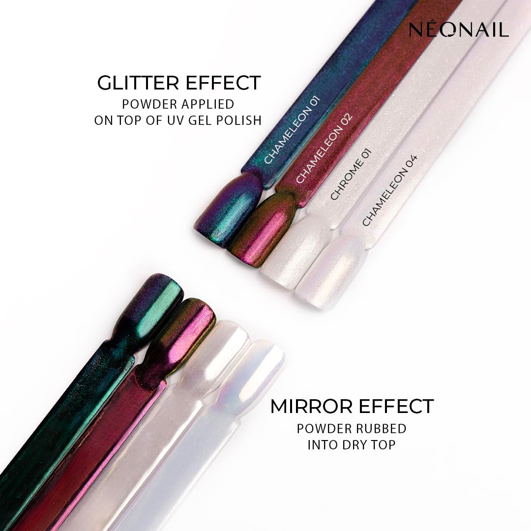NÉONAIL Poudre à Ongles Liquide Chameleon 04 - Flüssiger Nagelpuder - Chrome Nail Powder - Glitzer Nägel Puder - Nail Art - Nageldesign Zubehör - Glitter Powder - Chrom Nagelpuder - Grün, Gelb - 6.5 Ml