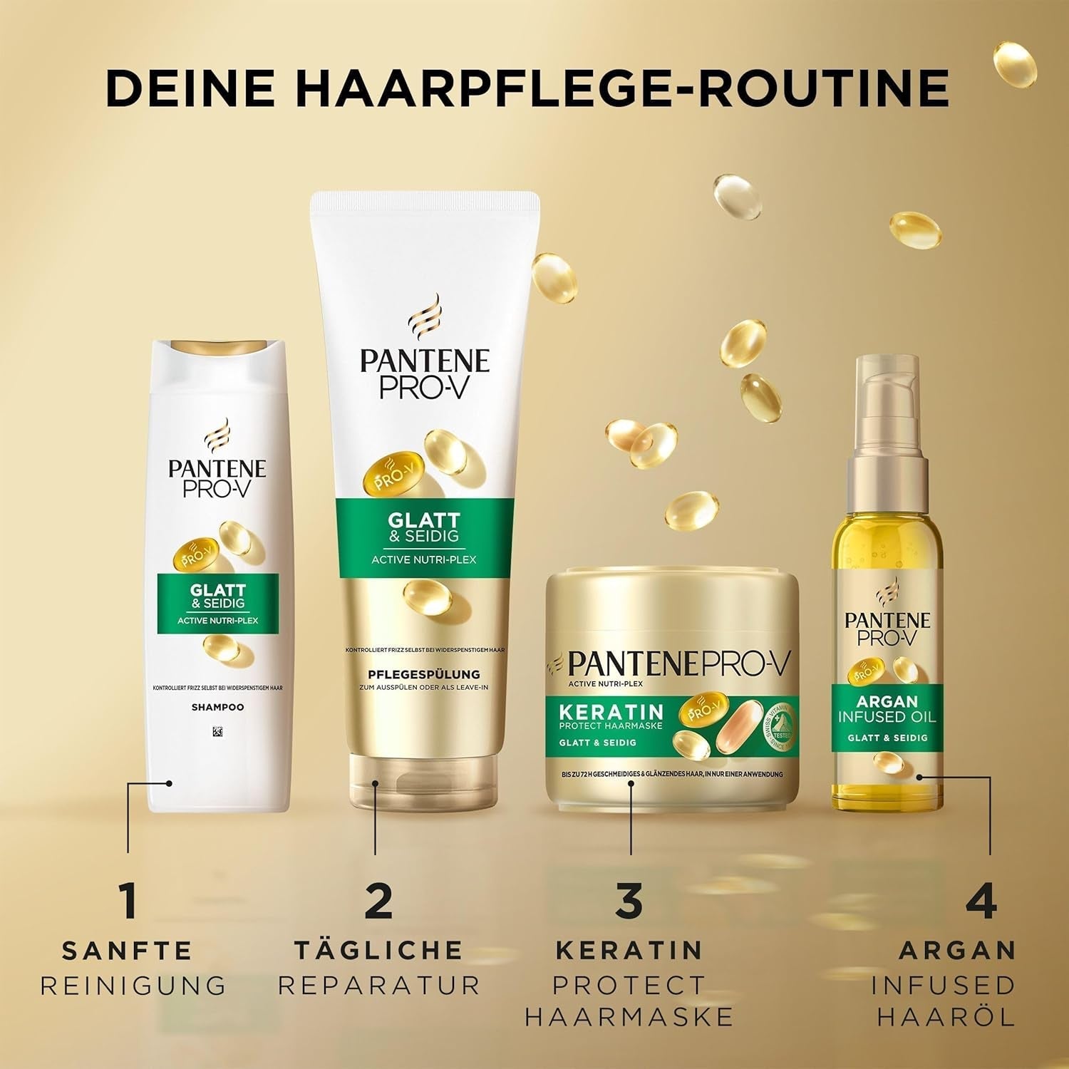 Pantene Pro-V Smooth & Silky Keratin Protect Masque Capillaire 500 ml pour cheveux bouclés et secs, Jusqu'à 72 heures de cheveux lisses et brillants en une seule application, Avec formule Pro-V et Masque capillaire Actif Nutri-Plex Naty Shop