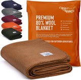 Couverture de camping Woolly Mammoth Woollen Co., extra large, laine mérinos, l'équipement extérieur parfait pour le bushcraft, le camping, le trekking, la randonnée, la survie ou la couverture de cabine. Marron, 168 X 228 Lits et couvertures Woolly Mammoth Woolen Company Browns 66" X 90"