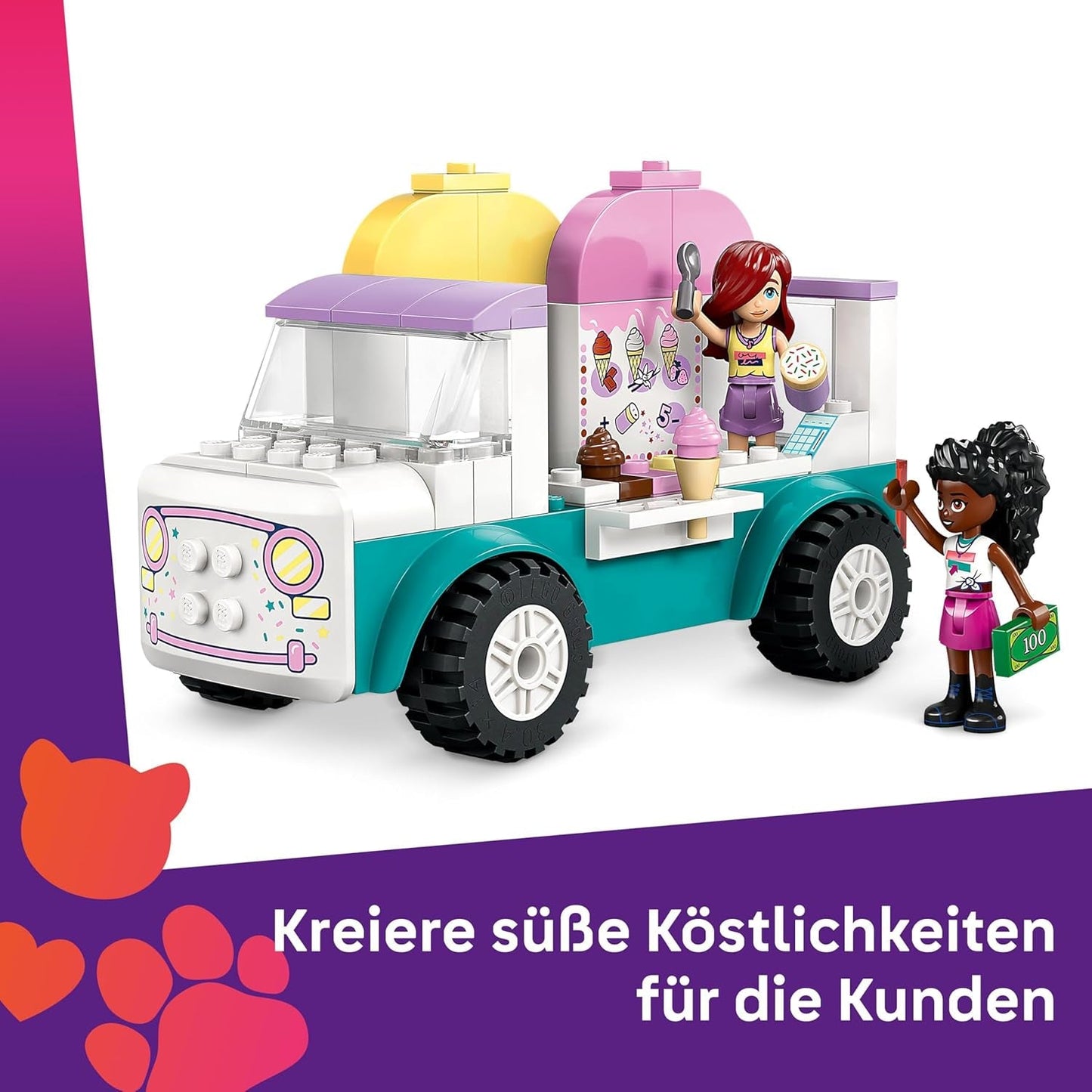 LEGO Friends Heartlake City Ice Cream Truck Pretend Play Set 2 figurines et un lapin ensemble de construction 4 ans filles jouet personnage figurine jouet de construction 42644 Jeux de construction Besuche den LEGO-Store