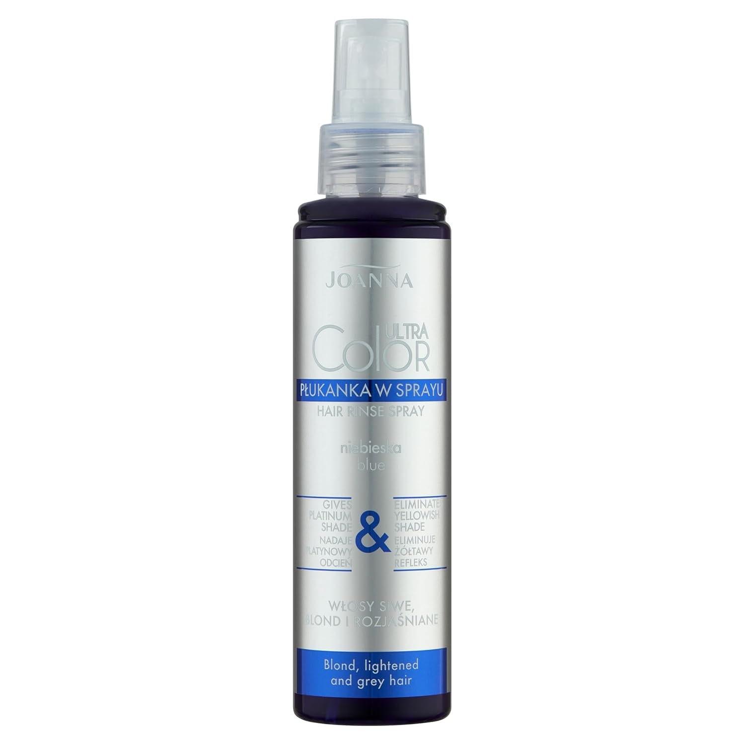 Joanna Ultra Color - Après-shampooing rose pour cheveux blonds et clairs - Rose pastel - Brillance naturelle - Élimine la teinte jaune des cheveux gris-blonds - Effet temporaire - 150 ml Naty Shop Hair Dye Platinum Blonde Spray 150 ml (1 paquet)