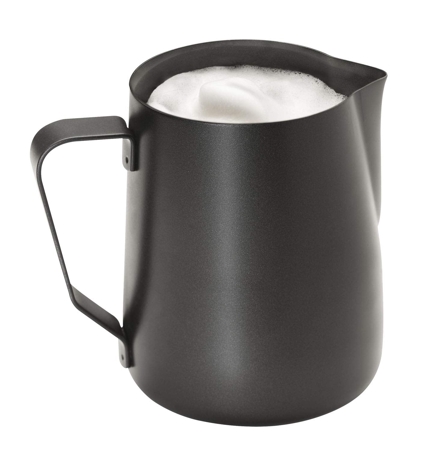 APS Pichet à lait - Pot à lait de haute qualité avec revêtement antiadhésif, en acier inoxydable - Parfait pour faire mousser le lait - Carafe universelle, noir, 600 ml