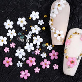 Ongles à fleurs 3D, 6 grilles, breloques à ongles en fleurs, strass en acrylique, accessoires pour ongles, décorations d'ongles de printemps à faire soi-même