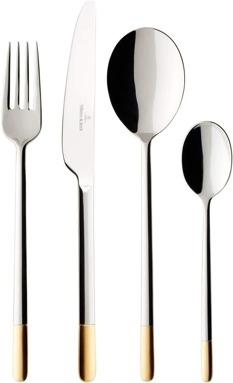 Villeroy & Boch - Couverts Ella partiellement dorés, 30 pièces, 6 personnes, lavables au lave-vaisselle, acier inoxydable Cuisine Naty Shop