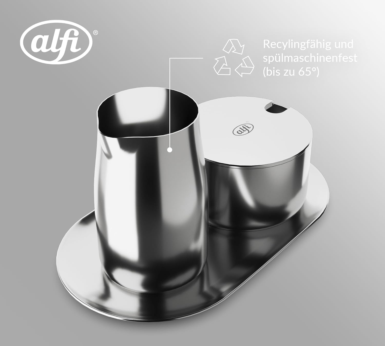 ENSEMBLE À LAIT ET SUCRE Alfi Ensemble à lait et sucre en acier inoxydable poli de haute qualité, design élégant, passe au lave-vaisselle, durable