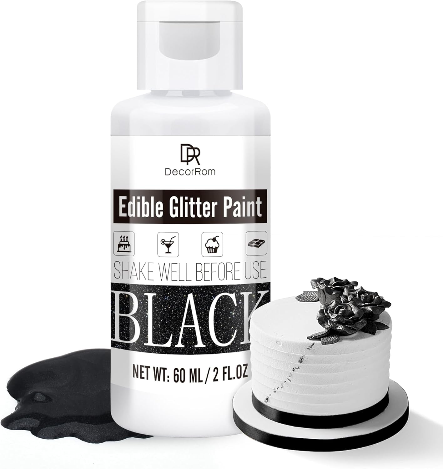 Paillettes liquides comestibles – 6 couleurs de colorant alimentaire à paillettes métalliques pour la décoration de gâteaux, la pâtisserie, les muffins – Poudre métallique à paillettes liquides comestibles pour biscuits, fondants, gâteaux