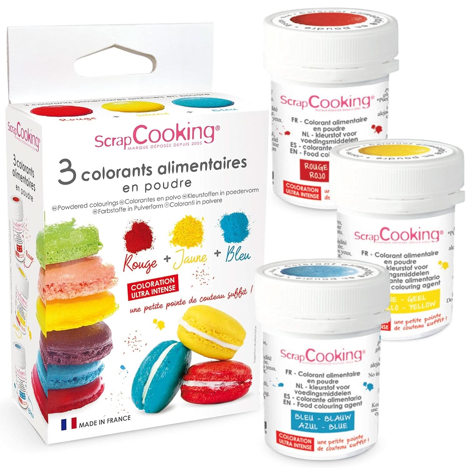 ScrapCooking, Lot de 3 colorants alimentaires en poudre - rouge, jaune, bleu, 3 x 5 grammes Naty Shop 15 grammes (lot de 3 pièces)