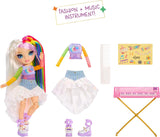 Rainbow High Junior High Rock Band - Amaya, Rainbow Colors - Poupée mannequin de 23 cm avec clavier, personnalisable avec des autocollants, jouet articulé et mignon pour enfants à partir de 4 ans