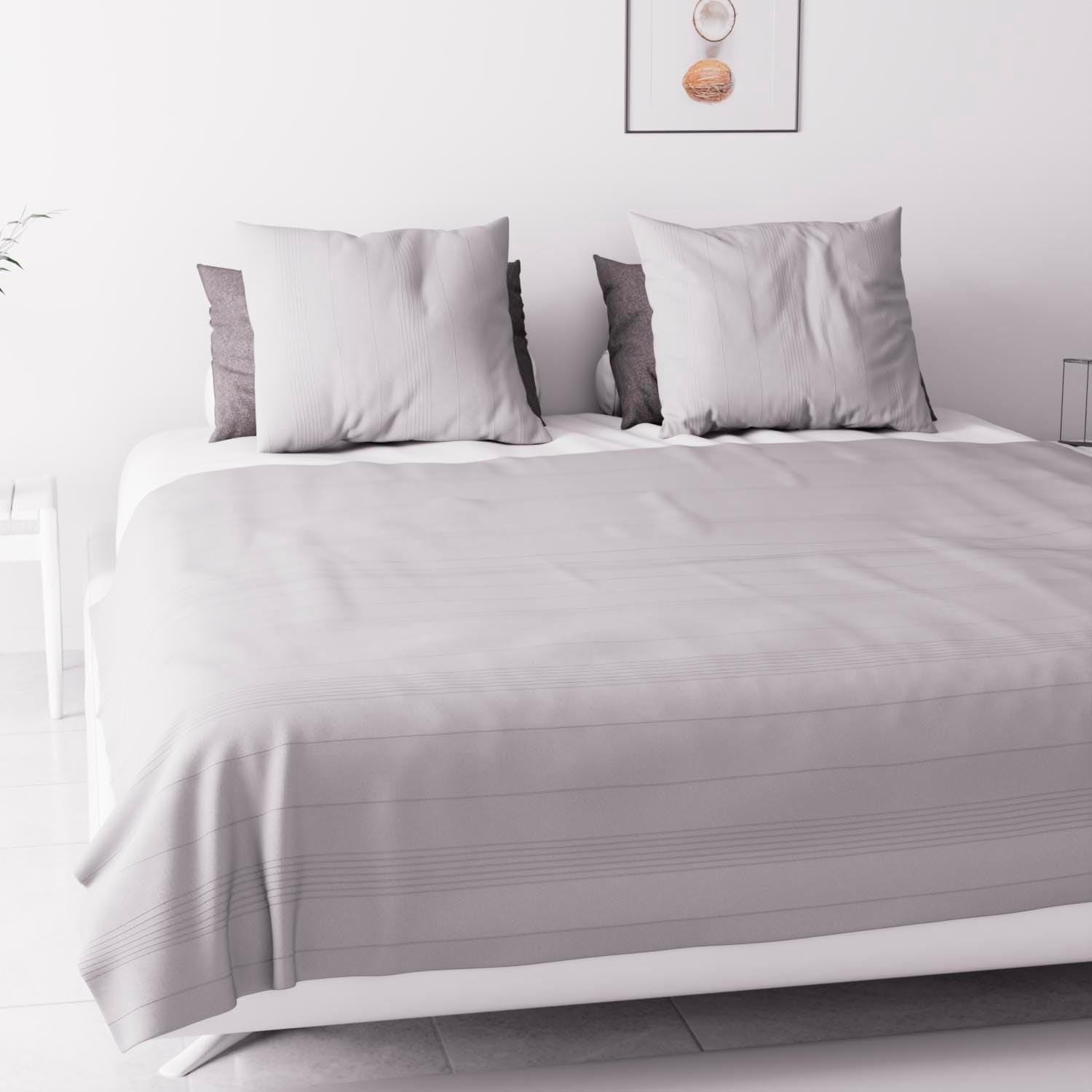 Soleil D'Ocre Adele, Housse Zigzag, Jeté du canapé, Polycoton, Gris, 220 X 240 Cm Couettes et couettes Naty Shop