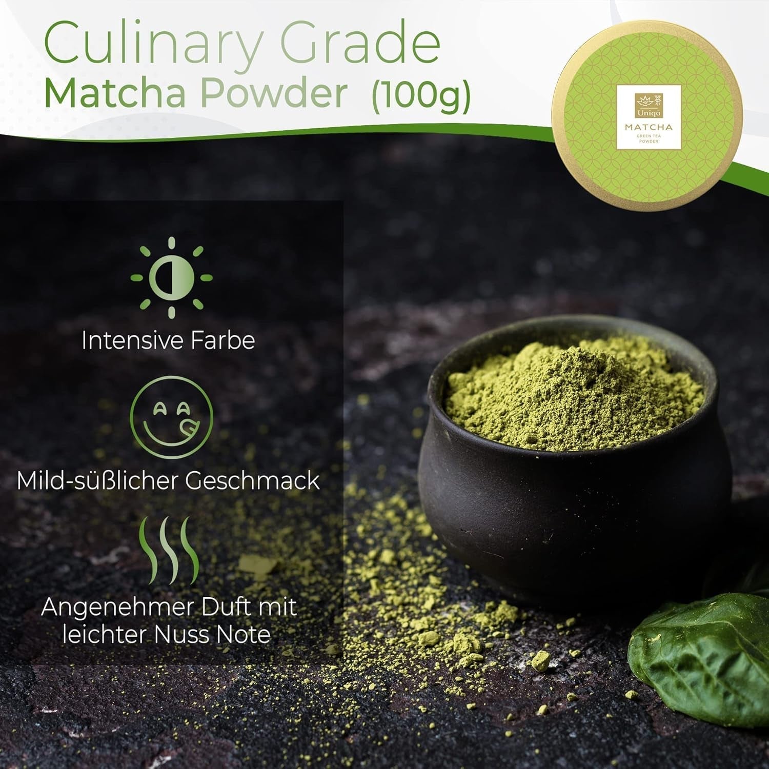 Uniqo Thé Matcha en poudre 200 g dans un emballage écologique rechargeable