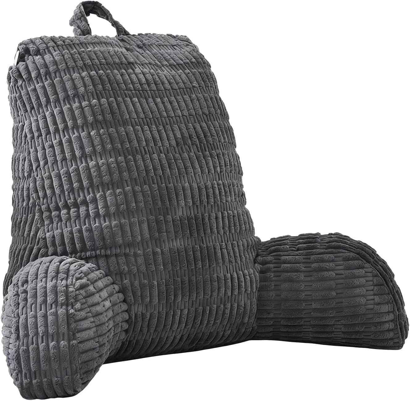 Oreiller de lecture pour lit et canapé, oreiller de lecture avec repose-poignets, accoudoirs et support dorsal, oreiller de dos de lit pour se reposer, se détendre, lire, travailler sur un ordinateur portable, regarder la télévision (gris foncé)