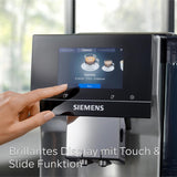 Machine à expresso automatique Siemens EQ700 classic TP715D01, contrôle par application, infusion froide, écran tactile intuitif, jusqu'à 10 créations de café individuelles comme favoris, nettoyage automatique à la vapeur, 1500 W, gris argenté