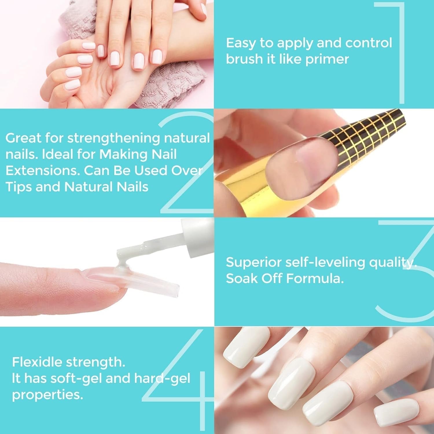 Builder Gel de construction 5 en 1 15 ml, gel de construction d'ongles, gel de construction d'ongles, vernis à ongles d'extension d'ongles UV/LED, extensions, nail art, autocollants, gel de construction d'ongles (blanc)